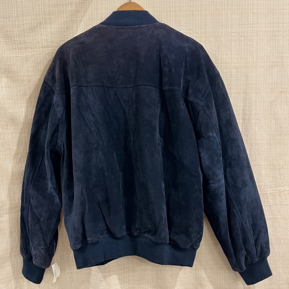 NWT GAP 100% Suede Leather Bomber Jacket Navy Blue Cropped Suede Outerwear - Picture 10 of 15